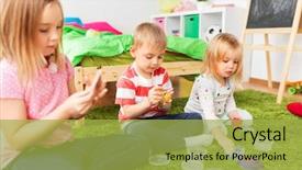  Presentation with children playing - Cool new slide set with children playing with modelling clay backdrop and a yellow colored foreground