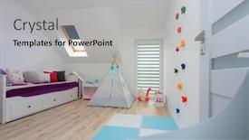  Presentation with children climbing - Audience pleasing presentation consisting of children-playroom-with-climbing-wall backdrop and a light gray colored foreground