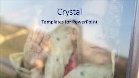  Presentation with airplane wing through airplane window - Slides having children poverty syria - little boy looking through window background and a sky blue colored foreground