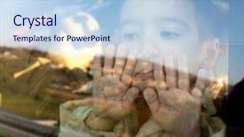  Presentation with syria - Colorful slide deck enhanced with children poverty syria - little boy looking through window backdrop and a light blue colored foreground
