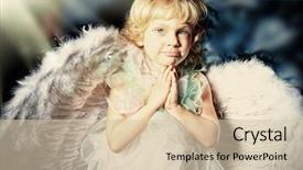  Presentation with angel - Presentation theme featuring children praying - beautiful little angel girl background and a lemonade colored foreground