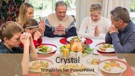  Presentation with extended family - Beautiful PPT theme featuring children praying - extended family saying grace backdrop and a coral colored foreground