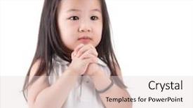  Presentation with children praying - PPT theme having children praying - little asian girl making background and a lemonade colored foreground