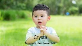  Presentation with children praying - Slide set with children praying - little boy showing pray gesture background and a yellow colored foreground