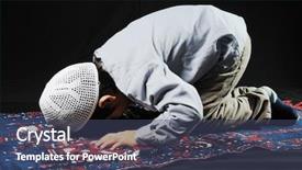  Presentation with muslim - Beautiful presentation design featuring children praying - muslim boy backdrop and a ocean colored foreground