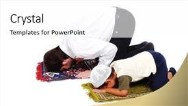  Presentation with children praying - Beautiful presentation theme featuring children praying - muslim worship activities in ramadan backdrop and a white colored foreground