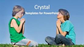  Presentation with children praying - Presentation theme having children praying - prayer meeting background and a teal colored foreground