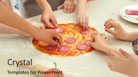  Presentation with pizza - Amazing PPT theme having children preparing pizza during cooking backdrop and a lemonade colored foreground