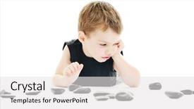  Presentation with kid happy birthday - Cool new presentation theme with children questions - happy kid play on floor backdrop and a white colored foreground