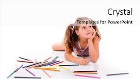  Presentation with concept of biochemistry dna - Theme consisting of children questions - little girl looking background and a white colored foreground