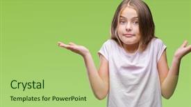  Presentation with children questions - Beautiful theme featuring children questions - young beautiful girl over isolated backdrop and a mint green colored foreground