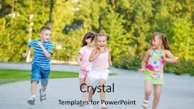  Presentation with running race - Audience pleasing presentation consisting of group of excited preschoolers running backdrop and a light blue colored foreground