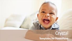  Presentation with african american baby - Slides having laughing baby boy lying background and a coral colored foreground