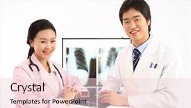  Presentation with teamwork nurse doctor - PPT layouts consisting of children radiology - beautiful young doctor and nurse background and a lemonade colored foreground