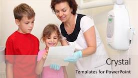  Presentation with jaw - Cool new slide deck with children radiology - dentist shows jaw x-ray image backdrop and a soft green colored foreground