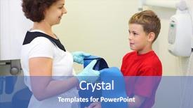  Presentation with dental radiology - Audience pleasing PPT layouts consisting of children radiology - dentist wears protective lead apron backdrop and a teal colored foreground