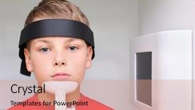  Presentation with dental radiology - Cool new PPT layouts with children radiology - little serious boy prepared backdrop and a coral colored foreground