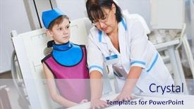  Presentation with radiology - Slide deck featuring children radiology - nurse assistant with little boy background and a sky blue colored foreground