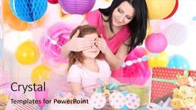  Presentation with romantic birthday couple celebrate - Slide deck featuring children rainbow - pretty little girl with mom background and a lemonade colored foreground