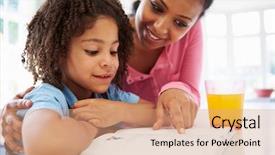  Presentation with homework - Theme enhanced with children reading - mother helping daughter with homework background and a coral colored foreground