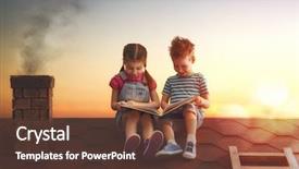  Presentation with roof - Cool new slides with children reading a book sitting backdrop and a tawny brown colored foreground