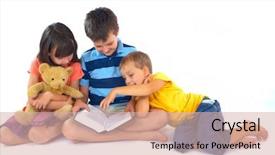  Presentation with book fair - Colorful slides enhanced with children reading book backdrop and a soft green colored foreground