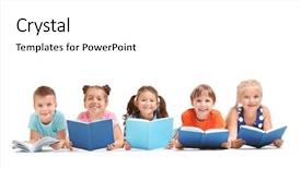  Presentation with children books - Cool new presentation with children reading books on white backdrop and a white colored foreground