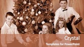  Presentation with black white tree - Presentation with children receiving gifts under christmas background and a red colored foreground