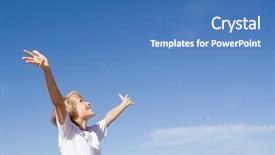  Presentation with religion - Colorful presentation enhanced with children religion - happy child backdrop and a teal colored foreground