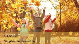  Presentation with season - PPT layouts enhanced with children resting in beautiful autumn background and a gold colored foreground