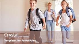  Presentation with wheelchair accessible for children in school - Slides having children returning home after school background and a coral colored foreground