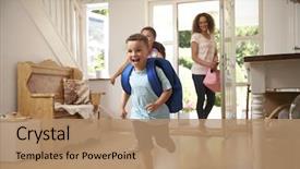  Presentation with school children - PPT layouts enhanced with children returning home from school background and a coral colored foreground