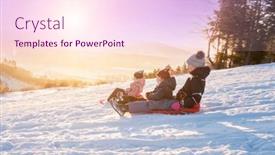  Presentation with christmas play - PPT layouts consisting of children-ride-from-a-snow background and a pink colored foreground