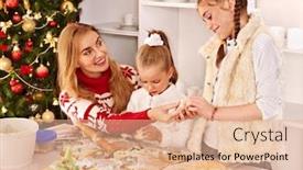  Presentation with dough - PPT theme consisting of children rolling dough in xmas kitchen background and a lemonade colored foreground