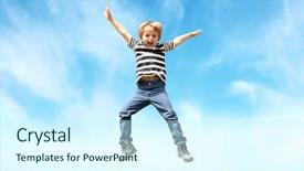  Presentation with hill - Audience pleasing presentation consisting of children running - boy jumping in a meadow backdrop and a cool aqua colored foreground