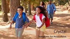 Presentation with children running - Amazing slides having children running ahead of parents backdrop and a coral colored foreground