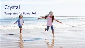  Presentation with children running - Amazing PPT layouts having children running away from breaking backdrop and a  colored foreground