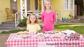  Presentation with children running - Presentation design with children running charity bake sale background and a lemonade colored foreground