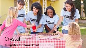  Presentation with children running - Colorful presentation theme enhanced with meandering road in sand hills of judean mountains at sunset backdrop and a coral colored foreground