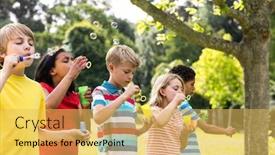  Presentation with children running - Audience pleasing theme consisting of children-running-in-the-park backdrop and a  colored foreground