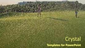  Presentation with children running - Amazing presentation theme having children-running-under-water-drops backdrop and a tawny brown colored foreground