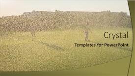  Presentation with children running - Presentation theme with children-running-under-water-drops background and a coral colored foreground