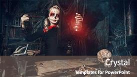  Presentation with catrina - PPT theme with children s books - halloween party a child girl background and a gray colored foreground