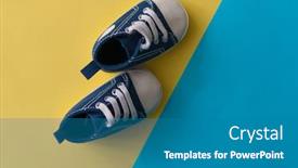  Presentation with sports shoes - Slide deck consisting of children-s-denim-sports-shoes background and a teal colored foreground