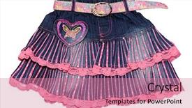  Presentation with blue pink - PPT layouts having children's fashion clothing blue girl jeans mini skirt with pink belt and pattern isolated white background and a coral colored foreground