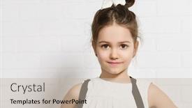  Presentation with white brick wall - Cool new PPT theme with bag posing near a white backdrop and a soft green colored foreground