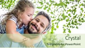  Presentation with kiss - Slide deck featuring children s garden - happy daugther gives father background and a soft green colored foreground