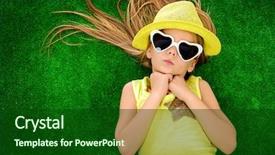  Presentation with green-fashion - Slides consisting of children s garden - joyful little girl in colorful background and a forest green colored foreground