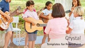  Presentation with talent - PPT layouts consisting of children-s-group background and a coral colored foreground