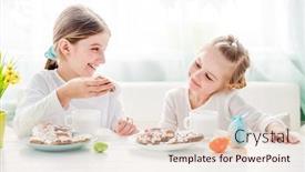  Presentation with children hands - Presentation theme featuring children's hands taking cookies from table background and a lemonade colored foreground